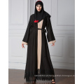 Mulheres de poliéster Premium fancy dress muçulmano kimono frente rendas muçulmano turco abaya